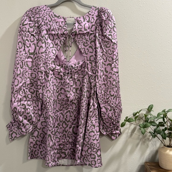 For Love & Lemons NWT Small Animal Print June Mini Dress Babydoll Party Cocktail - Picture 3 of 9